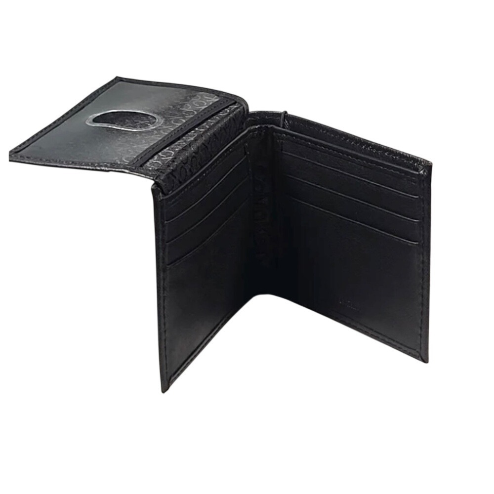 Calvin Klein RFID Leather Passcase Wallet Men OS Black NEW